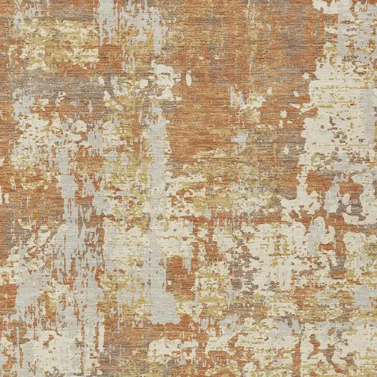 Copper Gold And Ivory Abstract Washable Indoor Outdoor Area Rug Photo 6