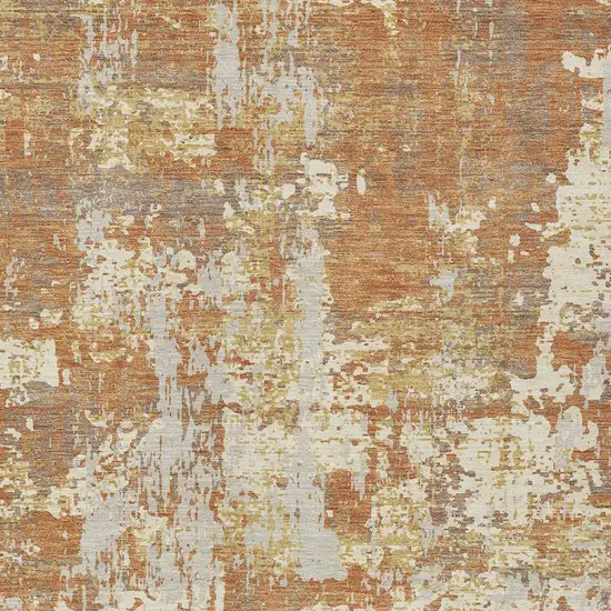 Copper Gold And Ivory Abstract Washable Indoor Outdoor Area Rug Photo 6
