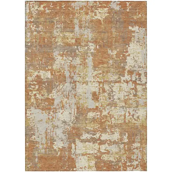Copper Gold And Ivory Abstract Washable Indoor Outdoor Area Rug Photo 2