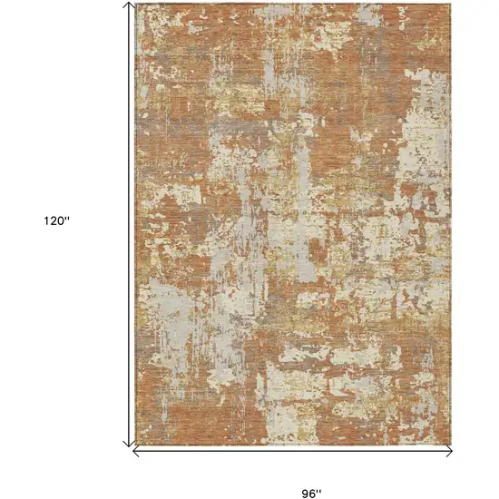 Copper Gold And Ivory Abstract Washable Indoor Outdoor Area Rug Photo 3