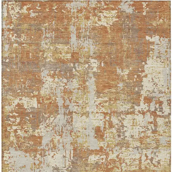 Copper Gold And Ivory Abstract Washable Indoor Outdoor Area Rug Photo 7