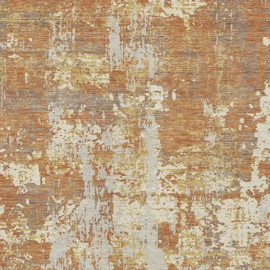 Copper Gold And Ivory Abstract Washable Indoor Outdoor Area Rug Photo 6
