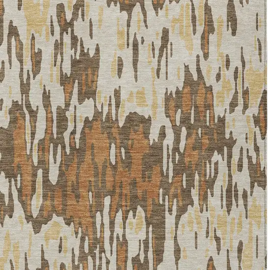 Copper Gold And Ivory Striped Washable Indoor Outdoor Area Rug Photo 4