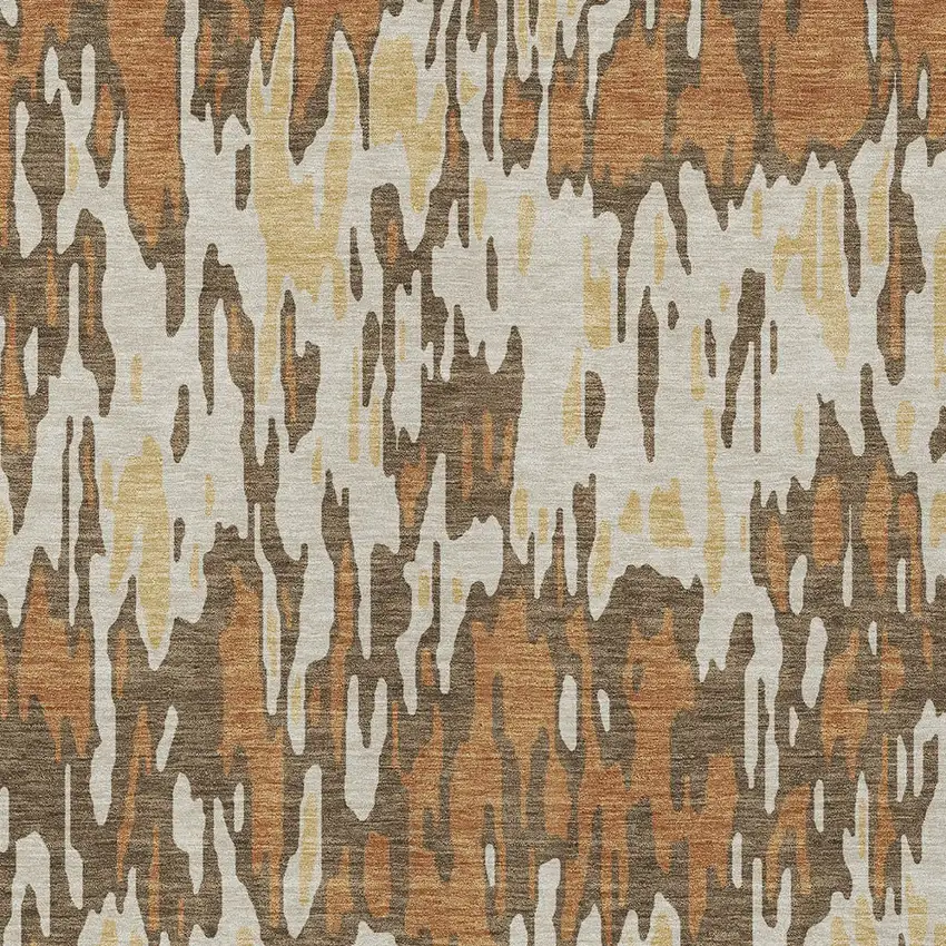 Copper Gold And Ivory Striped Washable Indoor Outdoor Area Rug Photo 6
