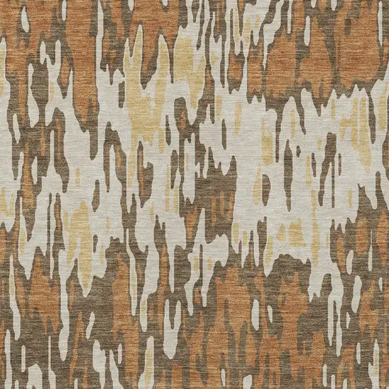 Copper Gold And Ivory Striped Washable Indoor Outdoor Area Rug Photo 6