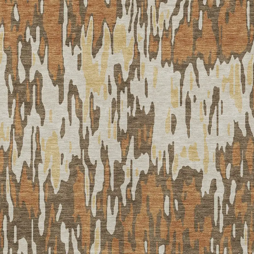 Copper Gold And Ivory Striped Washable Indoor Outdoor Area Rug Photo 6