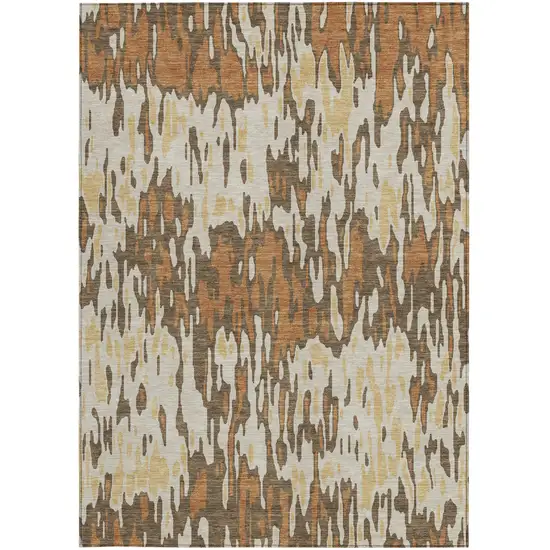 Copper Gold And Ivory Striped Washable Indoor Outdoor Area Rug Photo 7