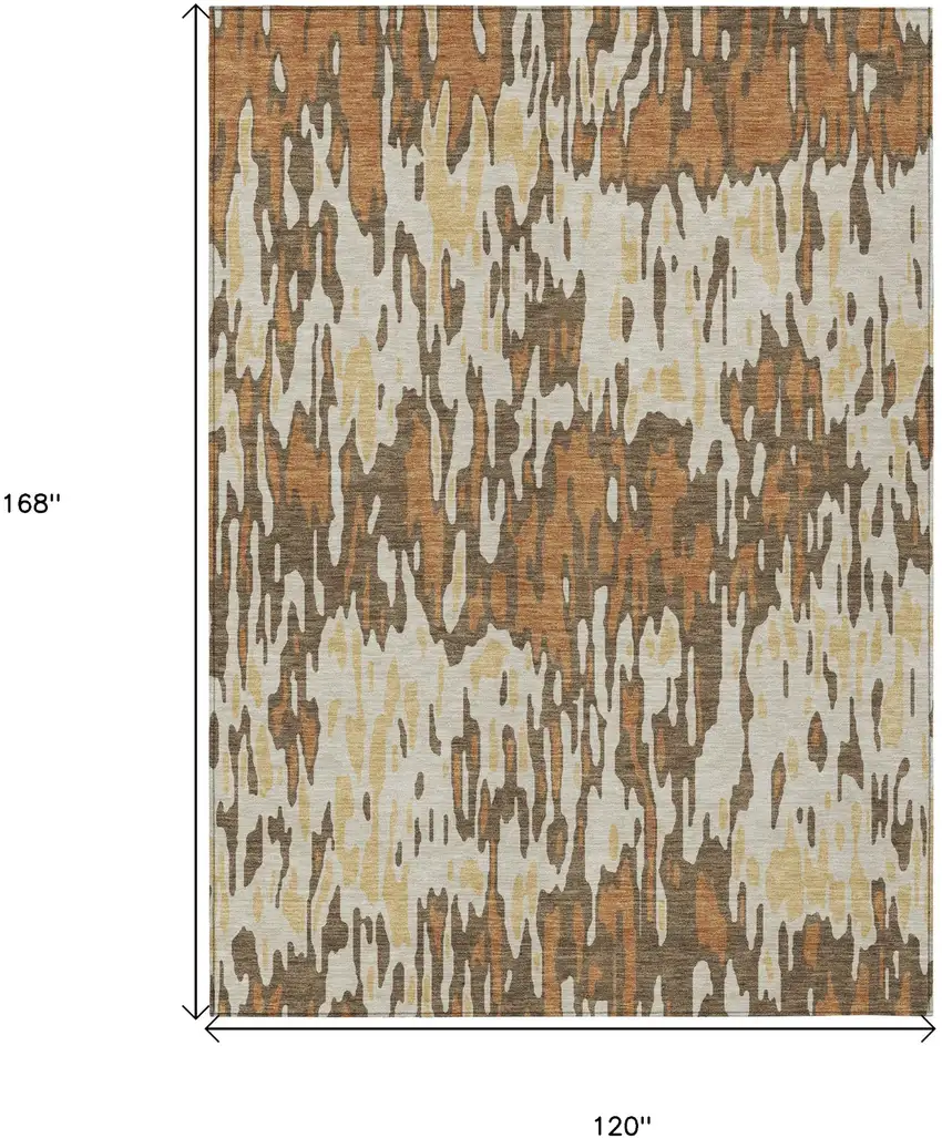 Copper Gold And Ivory Striped Washable Indoor Outdoor Area Rug Photo 3