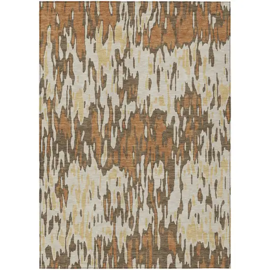 Copper Gold And Ivory Striped Washable Indoor Outdoor Area Rug Photo 2