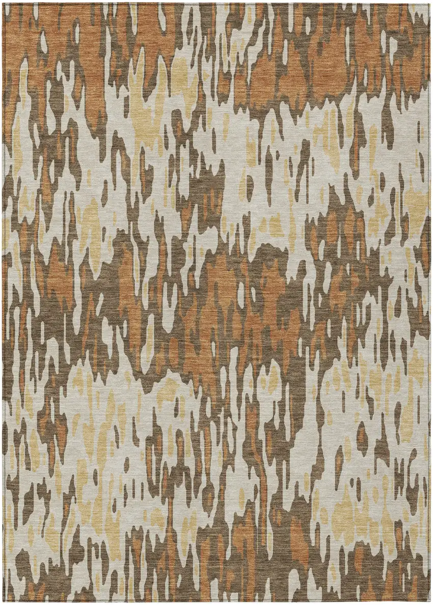 Copper Gold And Ivory Striped Washable Indoor Outdoor Area Rug Photo 2