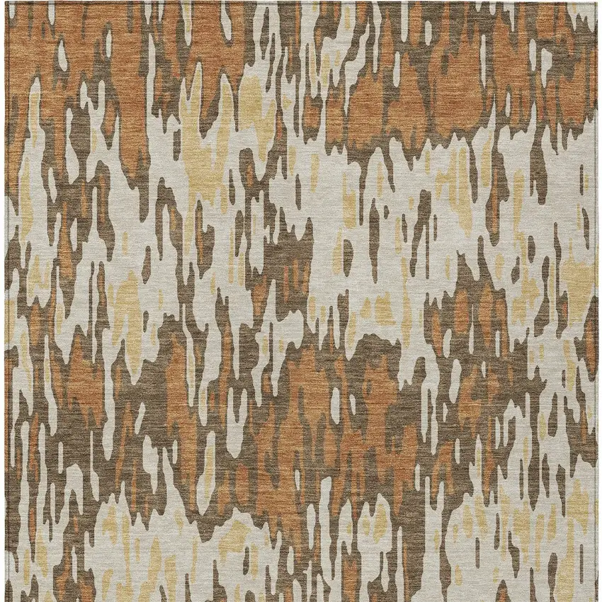 Copper Gold And Ivory Striped Washable Indoor Outdoor Area Rug Photo 6