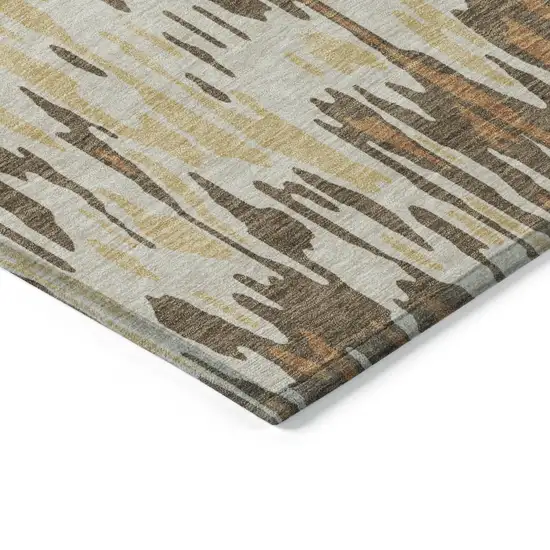 Copper Gold And Ivory Striped Washable Indoor Outdoor Area Rug Photo 4