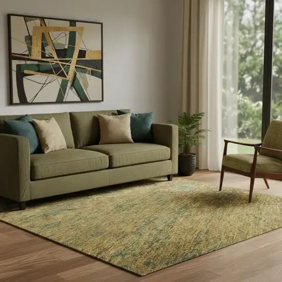 Copper Gold And Teal Abstract Washable Area Rug With UV Protection Photo 2