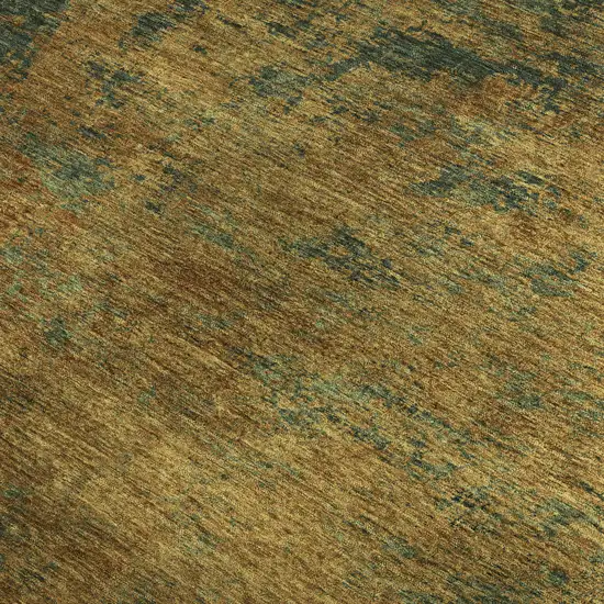 Copper Gold And Teal Abstract Washable Area Rug With UV Protection Photo 3
