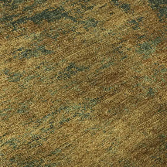 Copper Gold And Teal Abstract Washable Area Rug With UV Protection Photo 1