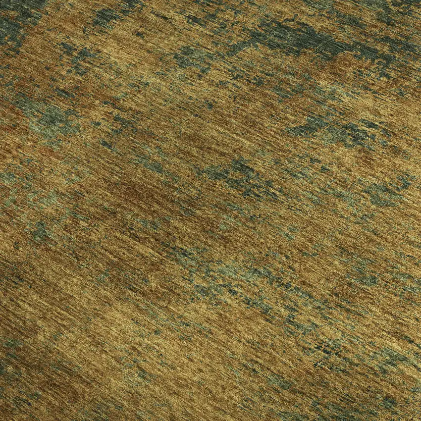 Copper Gold And Teal Abstract Washable Area Rug With UV Protection Photo 3