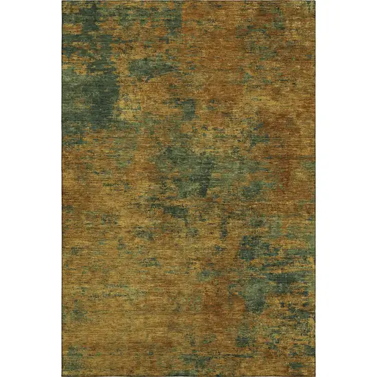Copper Gold And Teal Abstract Washable Area Rug With UV Protection Photo 6