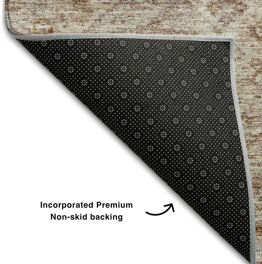 Copper Gray And Beige Abstract Geometric Washable Area Rug With UV Protection Photo 4