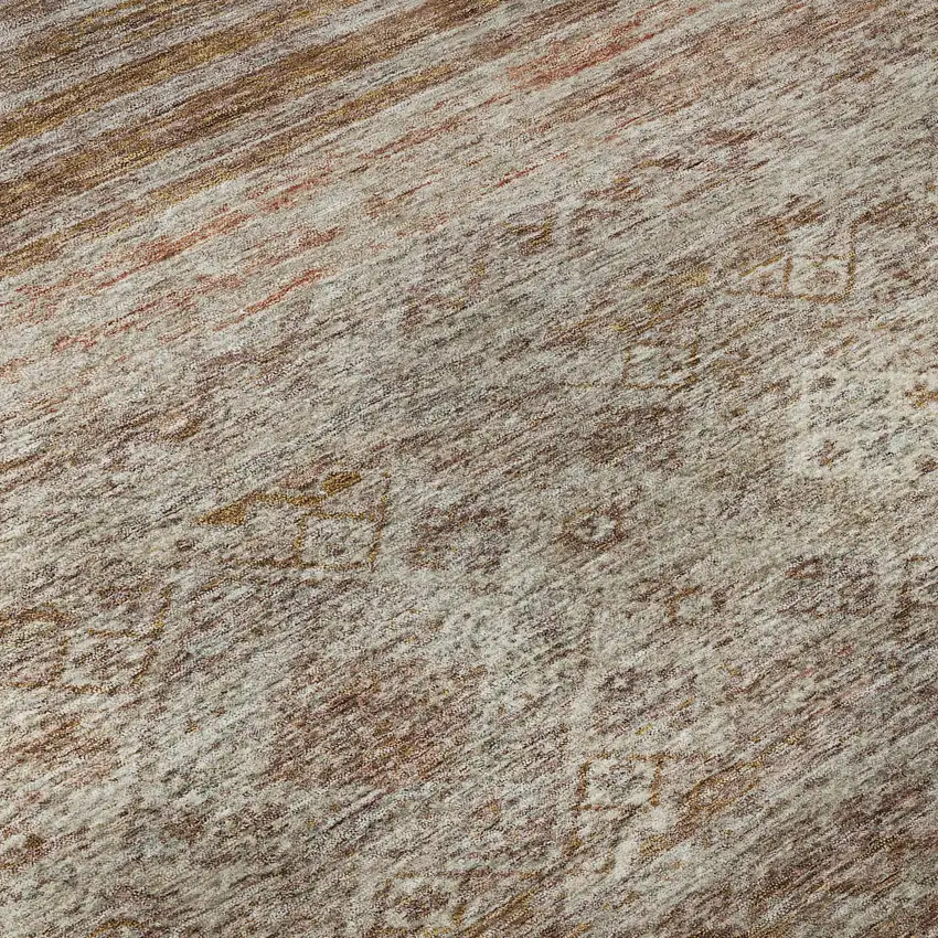 Copper Gray And Beige Abstract Geometric Washable Area Rug With UV Protection Photo 7