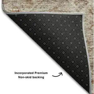 Photo of Copper Gray And Beige Abstract Geometric Washable Area Rug With UV Protection