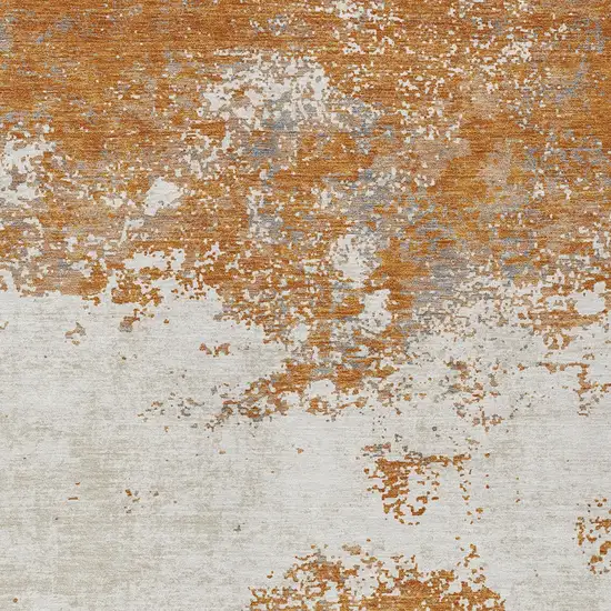 Copper Gray And Beige Abstract Washable Indoor Outdoor Area Rug Photo 6