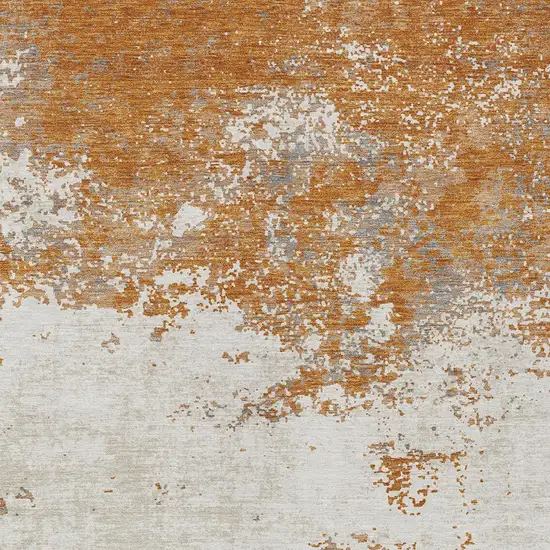 Copper Gray And Beige Abstract Washable Indoor Outdoor Area Rug Photo 6