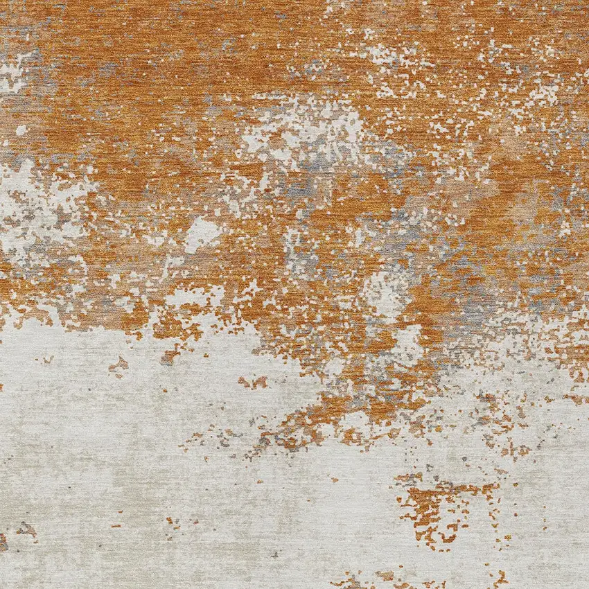 Copper Gray And Beige Abstract Washable Indoor Outdoor Area Rug Photo 6