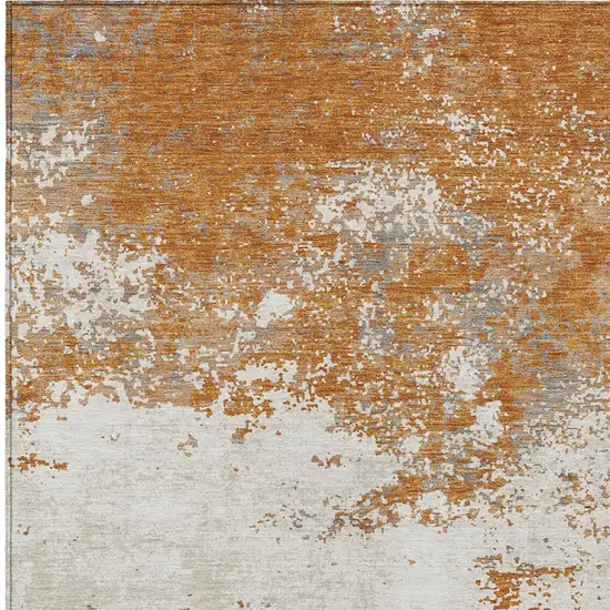 Copper Gray And Beige Abstract Washable Indoor Outdoor Area Rug Photo 6