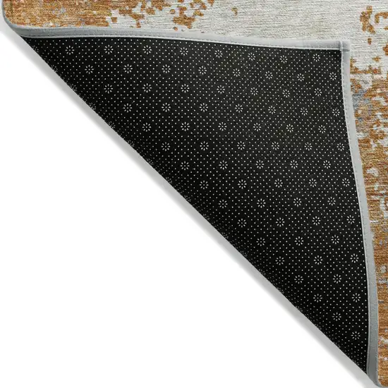 Copper Gray And Beige Abstract Washable Indoor Outdoor Area Rug Photo 4