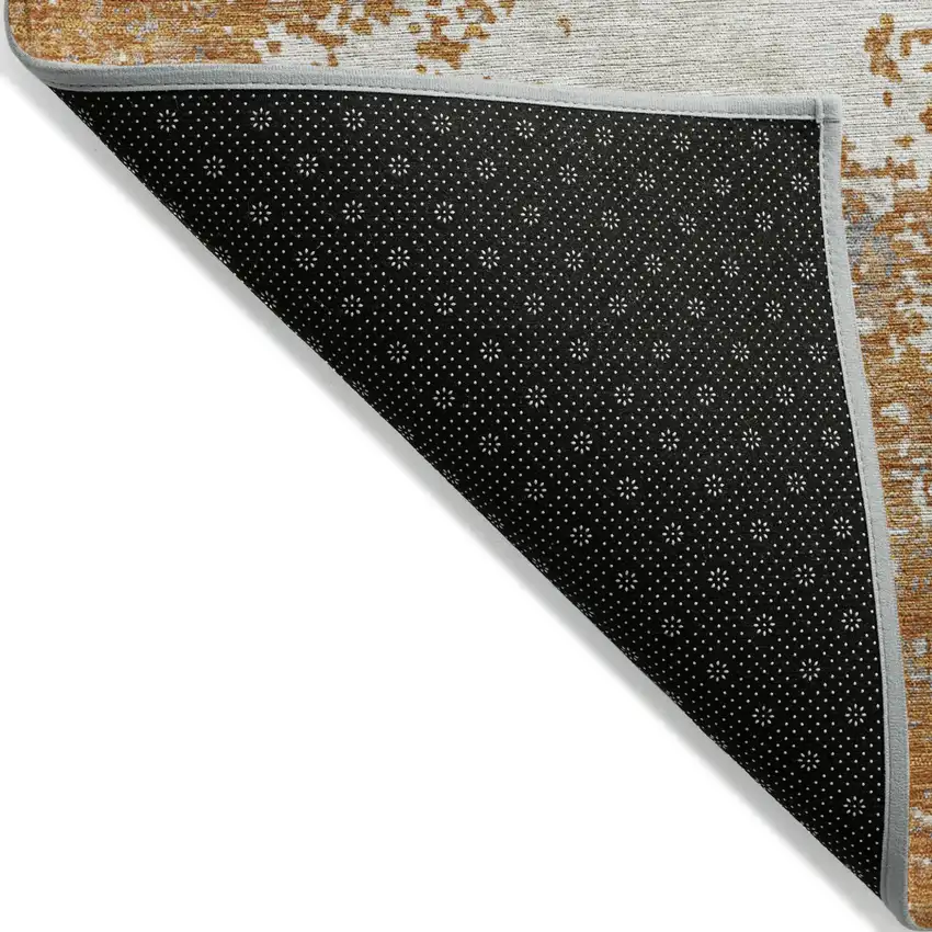 Copper Gray And Beige Abstract Washable Indoor Outdoor Area Rug Photo 4