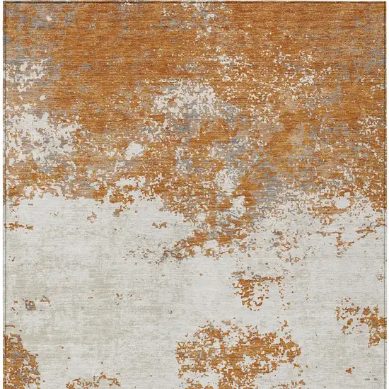 Copper Gray And Beige Abstract Washable Indoor Outdoor Area Rug Photo 7