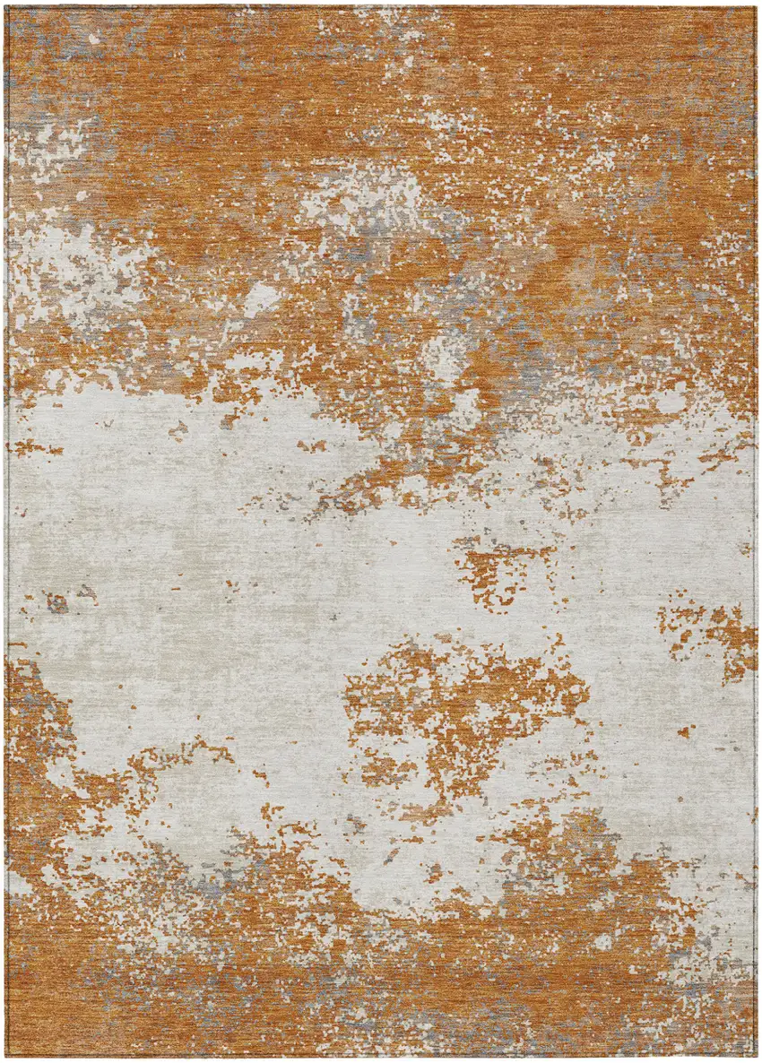 Copper Gray And Beige Abstract Washable Indoor Outdoor Area Rug Photo 2