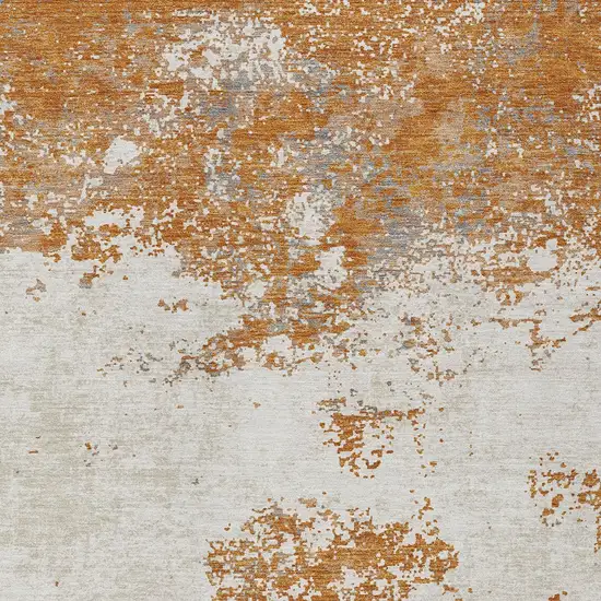 Copper Gray And Beige Abstract Washable Indoor Outdoor Area Rug Photo 6