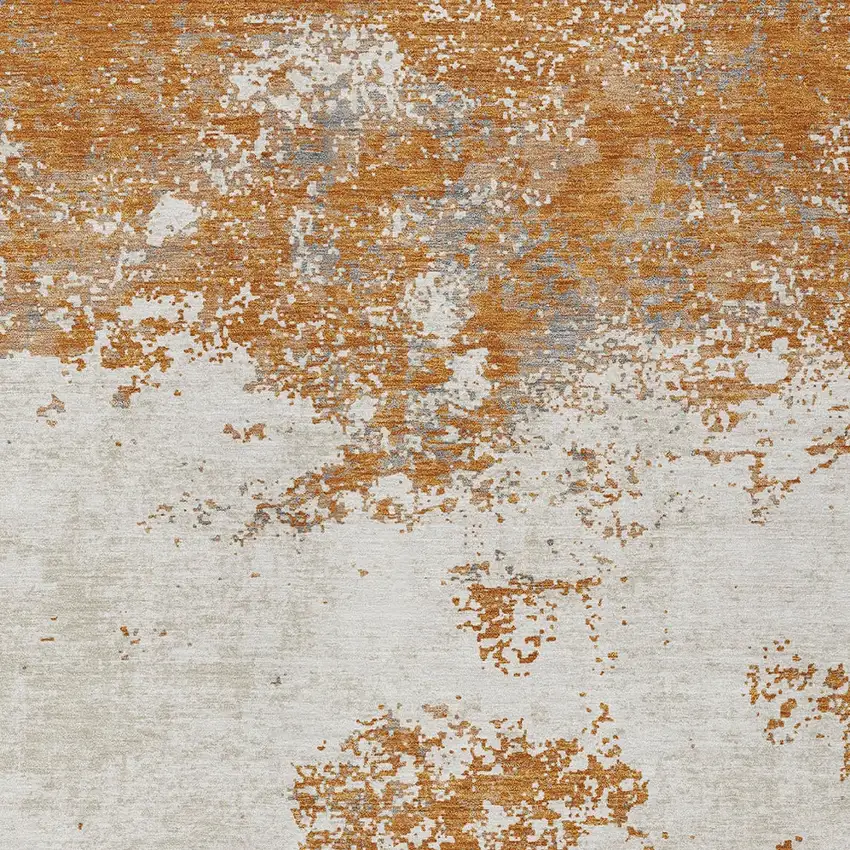 Copper Gray And Beige Abstract Washable Indoor Outdoor Area Rug Photo 6