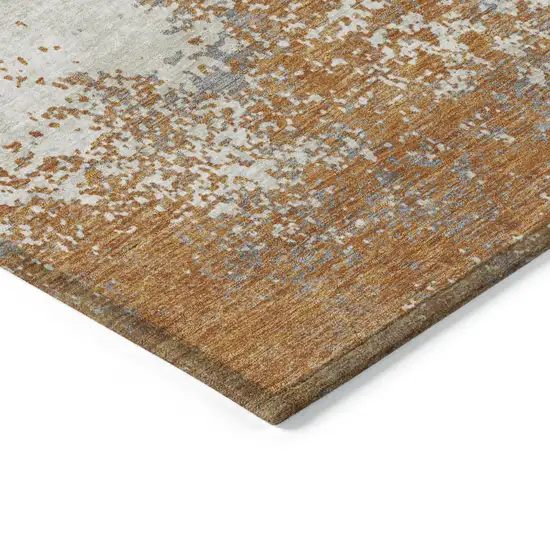 Copper Gray And Beige Abstract Washable Indoor Outdoor Area Rug Photo 5