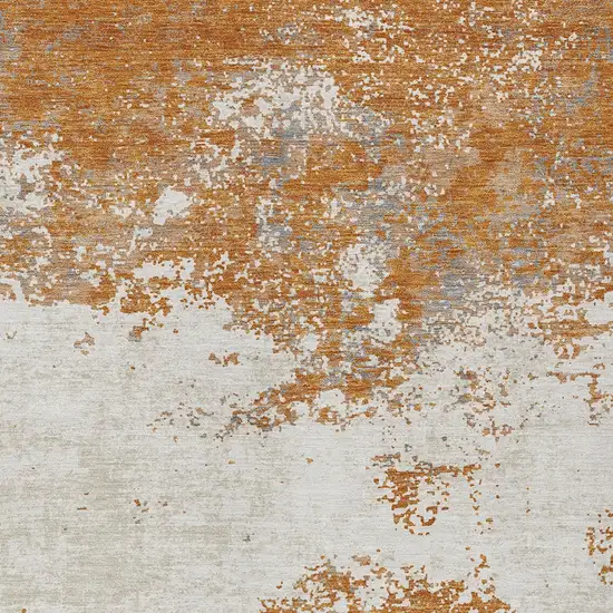 Copper Gray And Beige Abstract Washable Indoor Outdoor Area Rug Photo 6