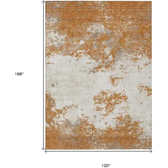 Copper Gray And Beige Abstract Washable Indoor Outdoor Area Rug Photo 3