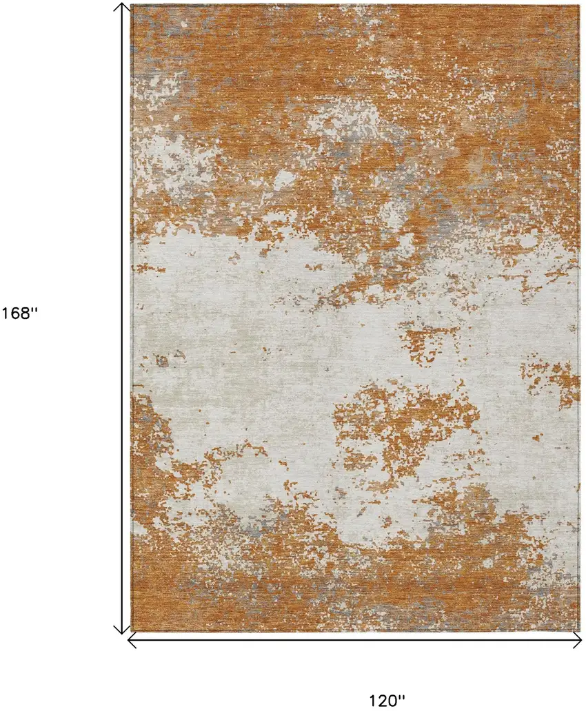 Copper Gray And Beige Abstract Washable Indoor Outdoor Area Rug Photo 3