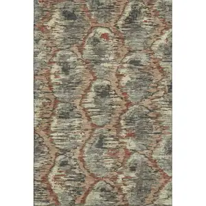 Photo of Copper Gray And Beige Diamond Washable Area Rug With UV Protection