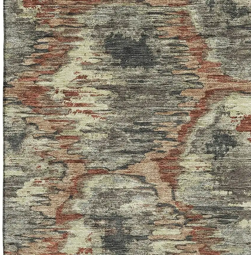 Copper Gray And Beige Diamond Washable Area Rug With UV Protection Photo 4