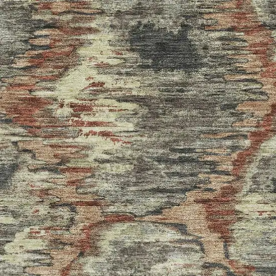 Copper Gray And Beige Diamond Washable Area Rug With UV Protection Photo 3