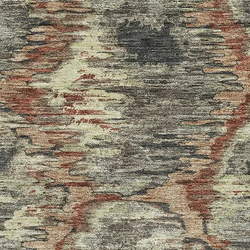 Copper Gray And Beige Diamond Washable Area Rug With UV Protection Photo 3