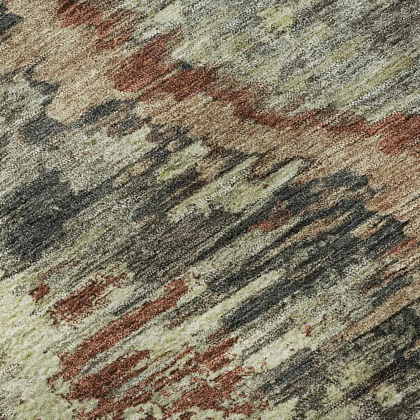 Copper Gray And Beige Diamond Washable Area Rug With UV Protection Photo 9