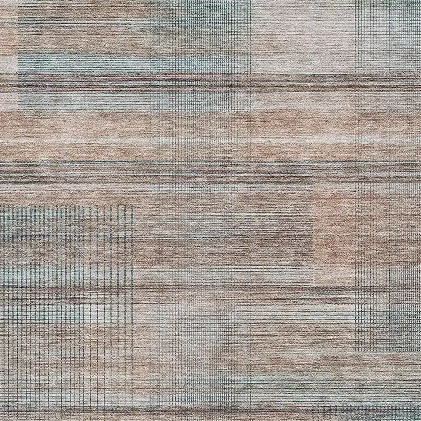 Copper Gray And Beige Striped Washable Area Rug With UV Protection Photo 3