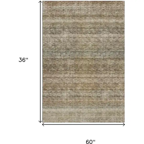 Copper Gray And Beige Striped Washable Area Rug With UV Protection Photo 3