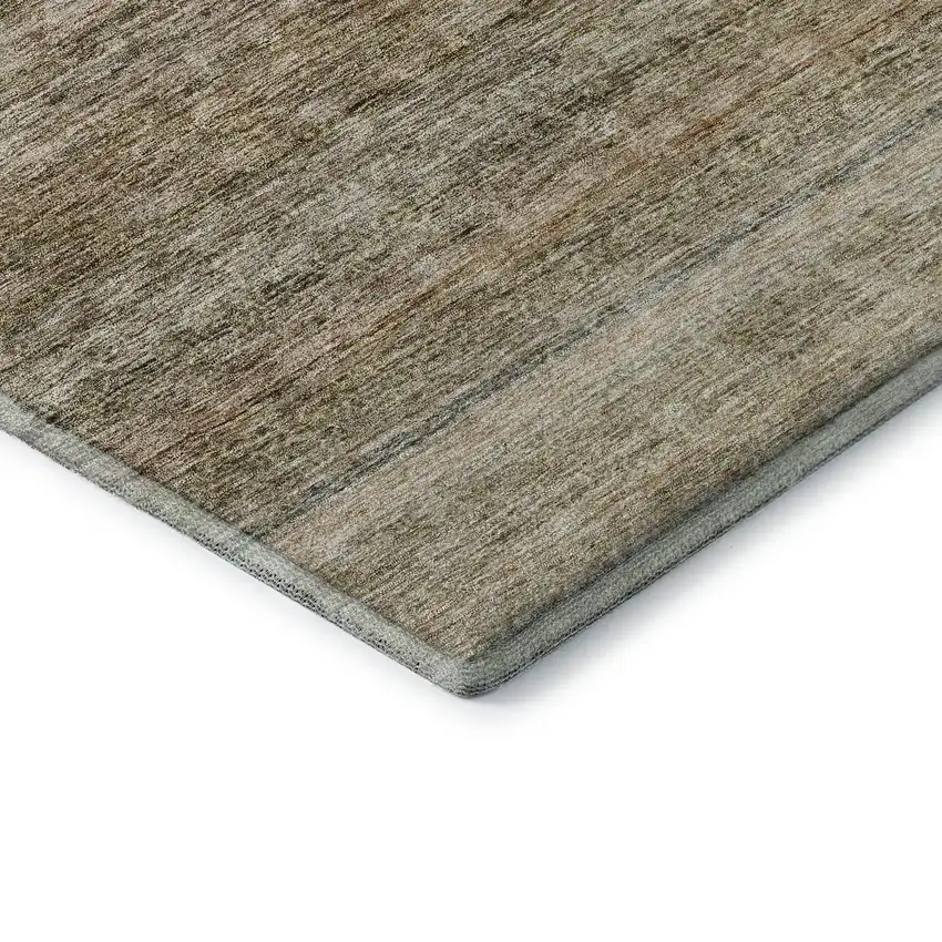 Copper Gray And Beige Striped Washable Area Rug With UV Protection Photo 6