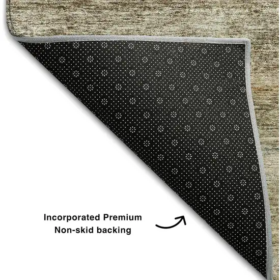 Copper Gray And Beige Striped Washable Area Rug With UV Protection Photo 5