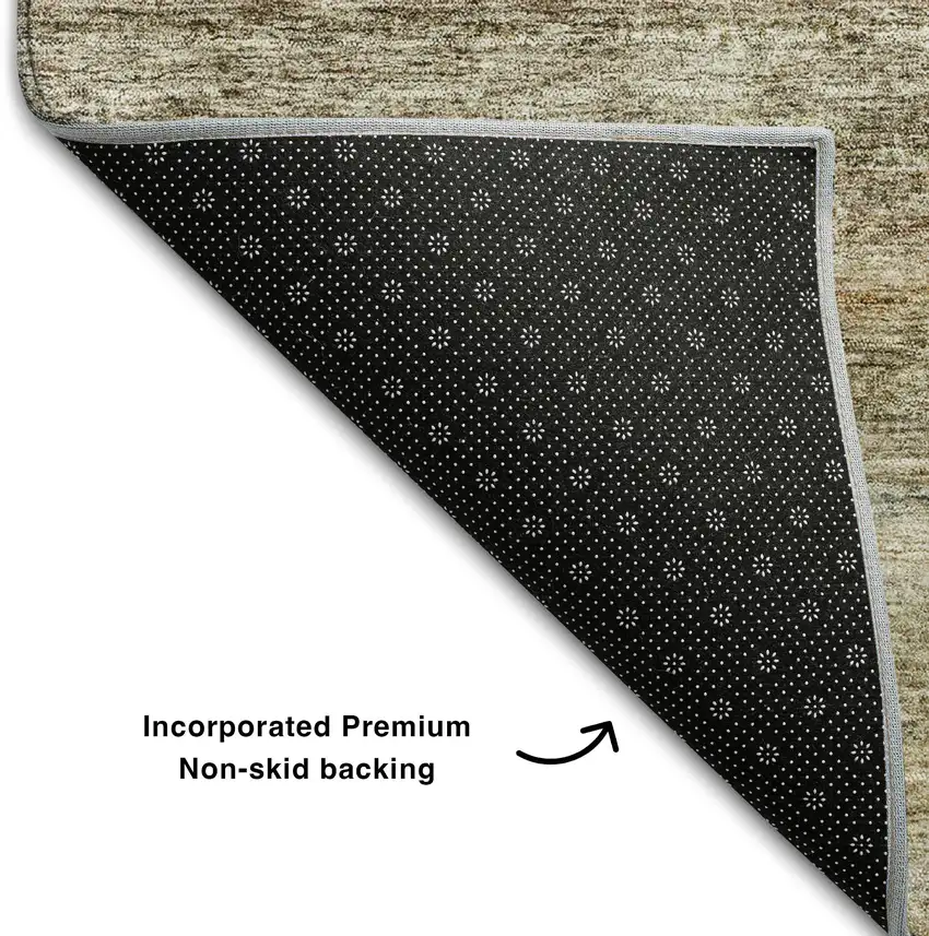 Copper Gray And Beige Striped Washable Area Rug With UV Protection Photo 5