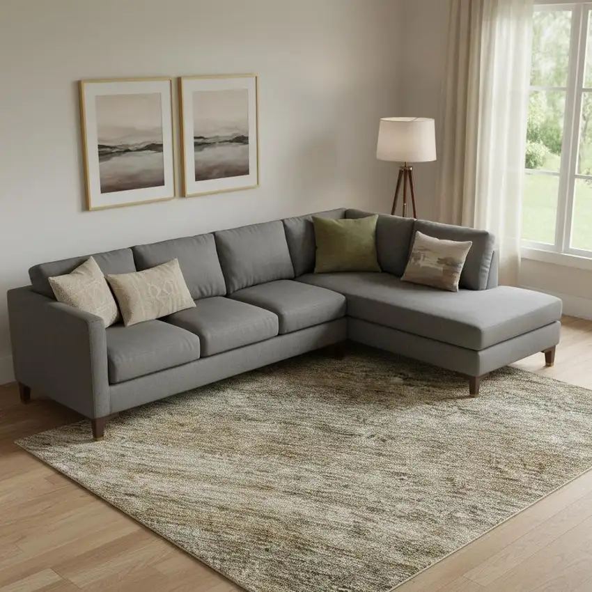 Copper Gray And Beige Striped Washable Area Rug With UV Protection Photo 2