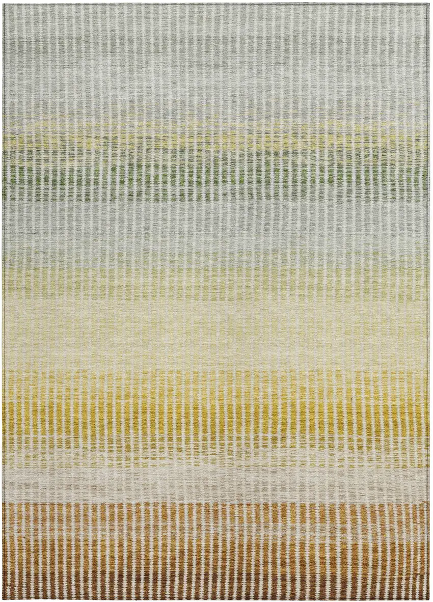 Copper Gray And Beige Striped Washable Indoor Outdoor Area Rug Photo 4